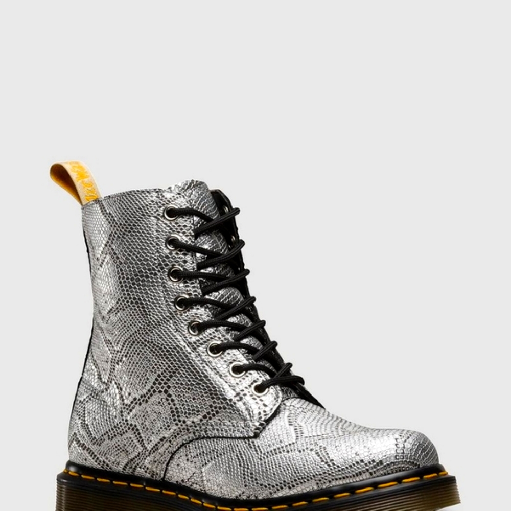 Dr. Martens Silver Snake Croc Sz 8 Women's Boots